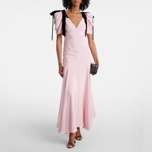 Rodarte Blush Pink Puff Sleeve Gown w/ Black Bows | Size 4 | NWT